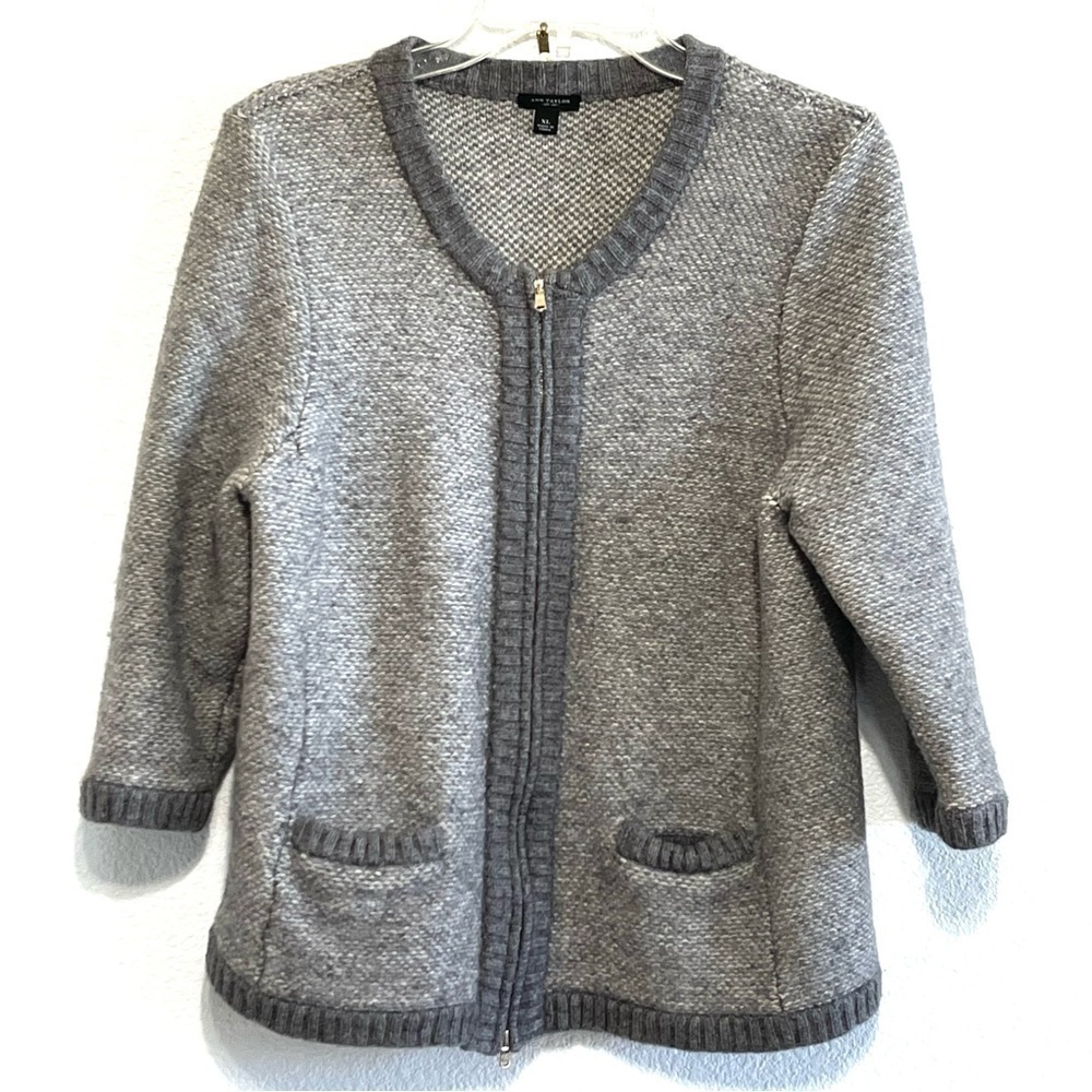 Ann Taylor Woman Grey Merino Wool Coat Blazer Jacket Size XL